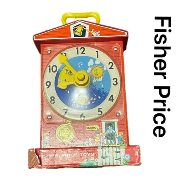 Vintage 1960s Fisher Price Music Box Teaching Clock - Picture 1 of 8